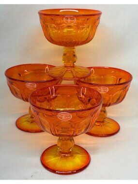 4 NWT Noritake Provincial Orange Champagnes / Tall Sherbets 4" Japan